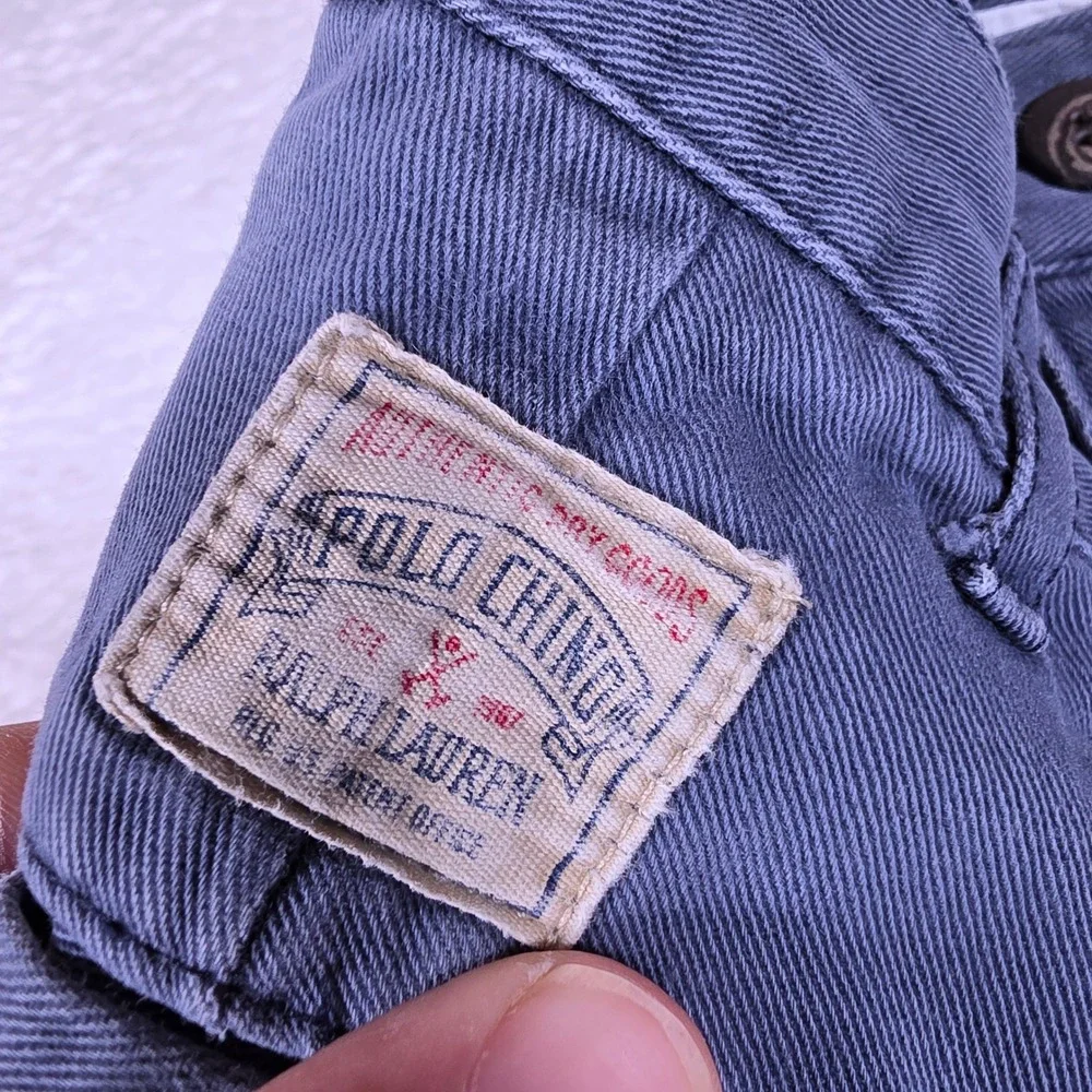 Polo Ralph Lauren Andrew Chino Mens 29/28 Blue Double Pleated Front Cttn Trouser